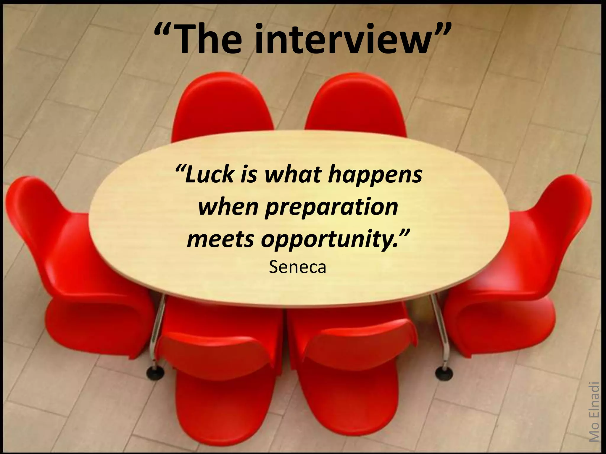MoElnadi
“Luck is what happens
when preparation
meets opportunity.”
Seneca
“The interview”
 