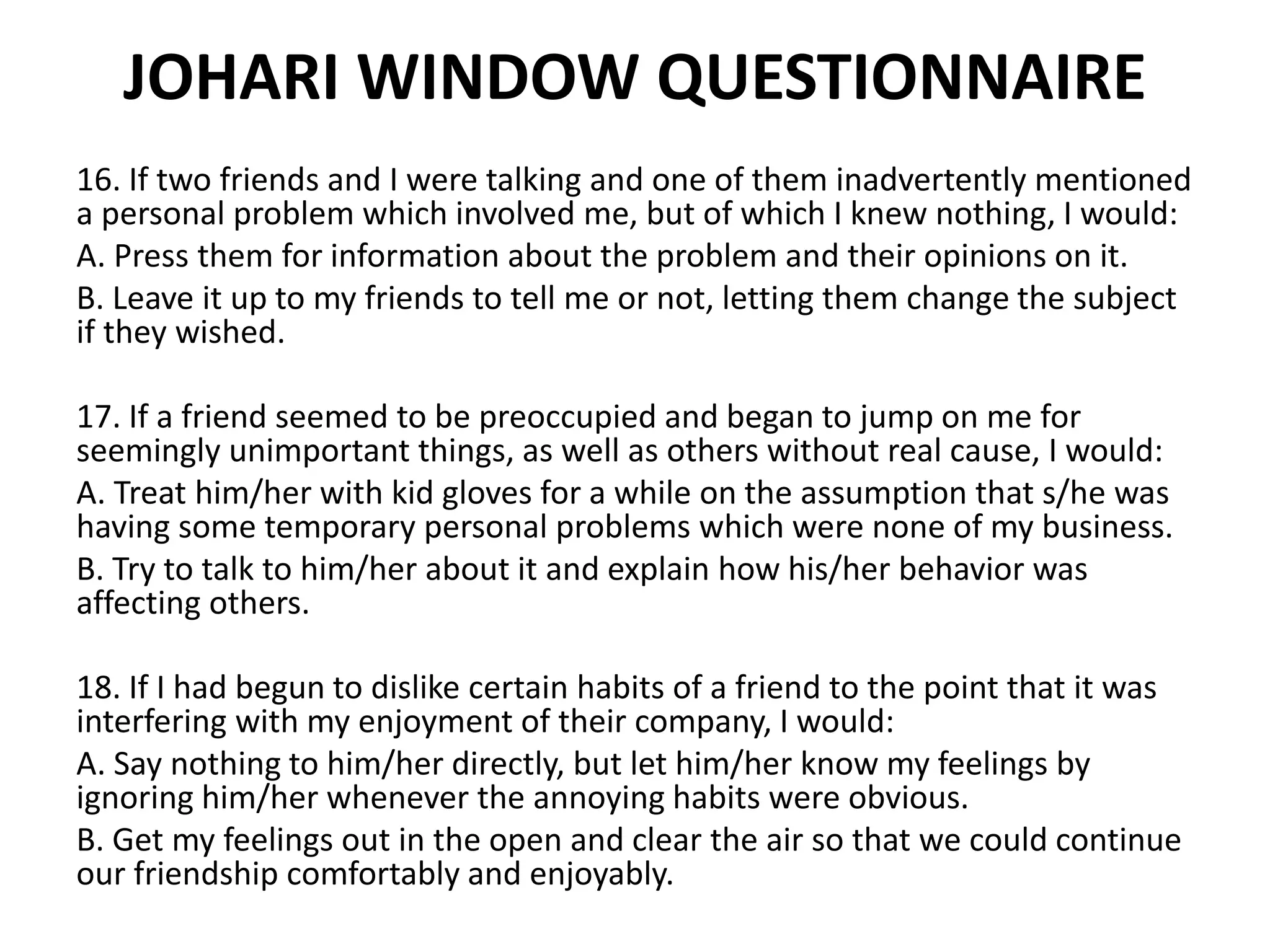 The Johari Window Model it is an organisational behaviour model | PPTX