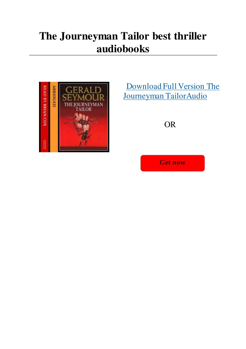 The Journeyman Tailor best thriller audiobooks