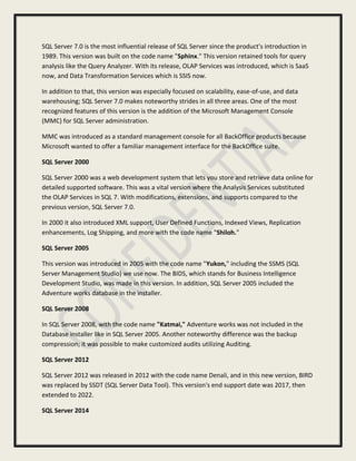The Journey of SQL Server - Evolution of SQL Server Features | PDF