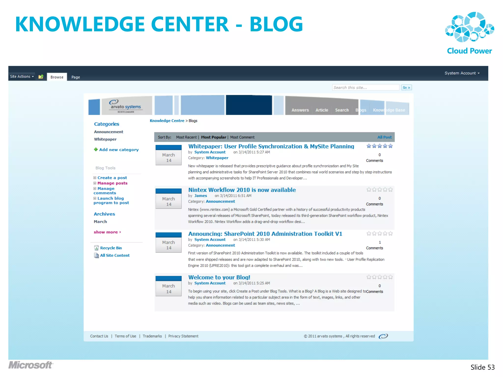 KNOWLEDGE CENTER - BLOG




                          Slide 53
 