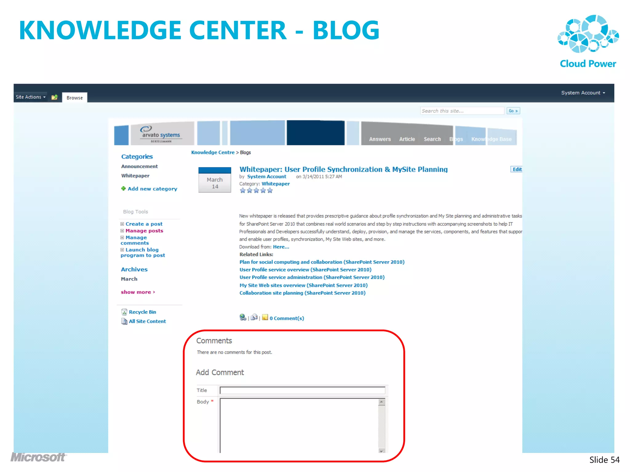 KNOWLEDGE CENTER - BLOG




                          Slide 54
 