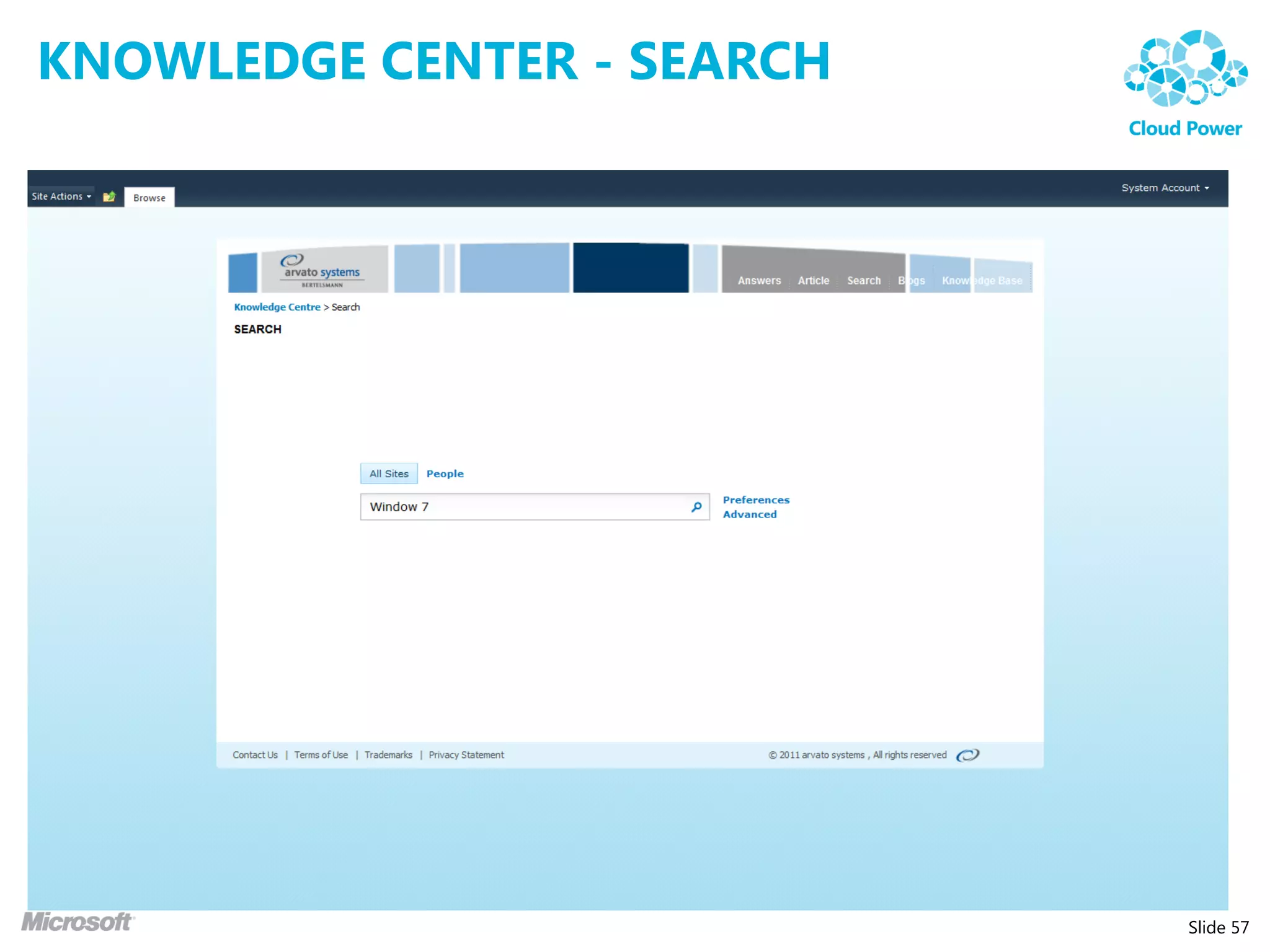 KNOWLEDGE CENTER - SEARCH




                            Slide 57
 