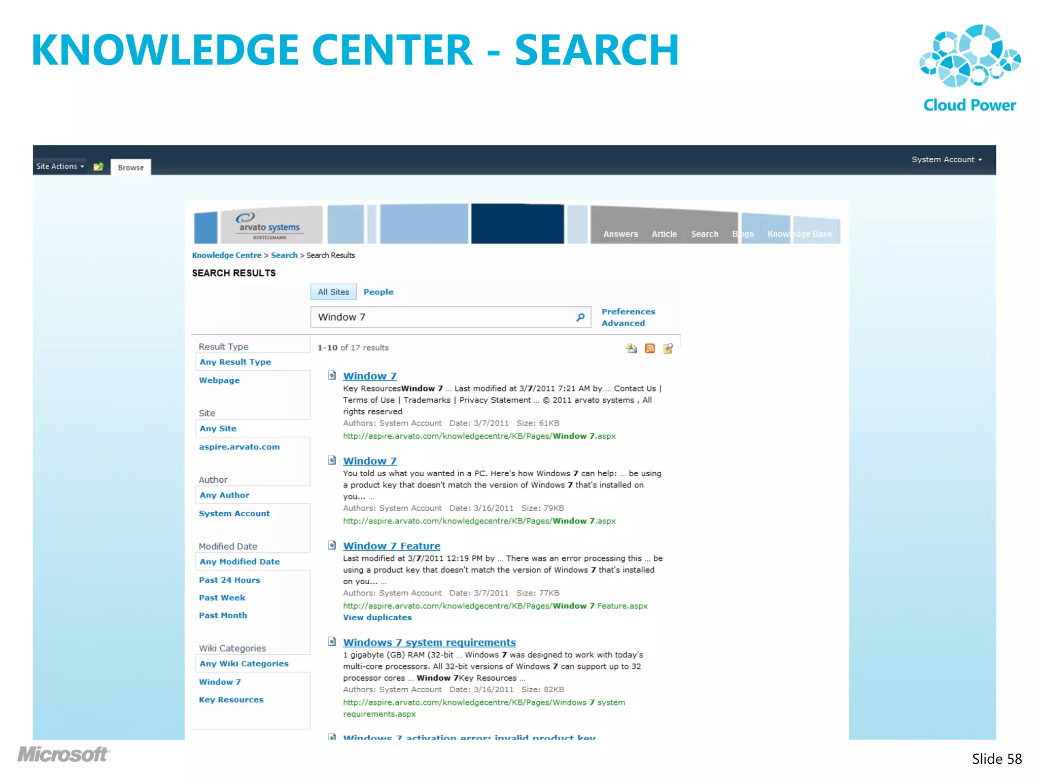 KNOWLEDGE CENTER - SEARCH




                            Slide 58
 