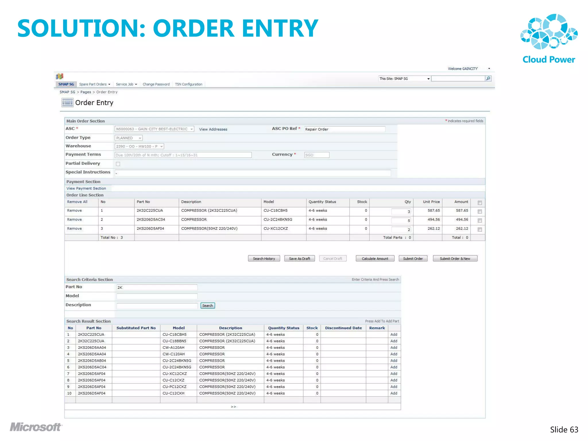 SOLUTION: ORDER ENTRY




                        Slide 63
 