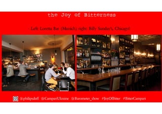 @philipsduff @CampariUkraine @Barometer_show #JoyOfBitter #BitterCampari
the Joy of Bitterness
- Left: Loretta Bar (Munich...