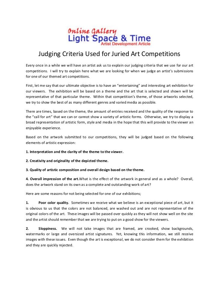 The Judging Criteria That is Used for Art Competitions