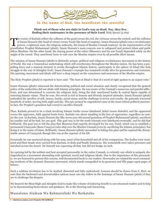 The Karbala Story of sacrifice to save humanity from extinction! | PDF