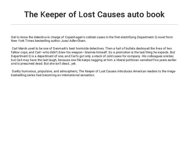 the keeper of lost causes book the keeper of lost causes book