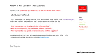 PAIN
QUESTIONS
Keep Us In Mind Cold Email – Pain Questions
Subject Line: How much of a priority is it to find new areas to...