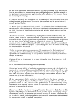 (b) provisions enabling the Managing Committee to retain certain areas of the building and
lease to non-residents for comm...
