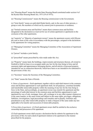 (m) "Housing Board" means the Kerala State Housing Board constituted under section 4 of
the Kerala State Housing Board Act...