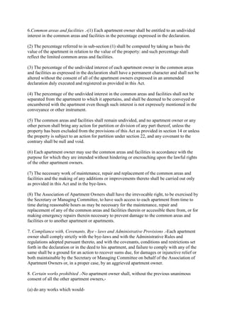 6.Common areas and facilities .-(1) Each apartment owner shall be entitled to an undivided
interest in the common areas an...