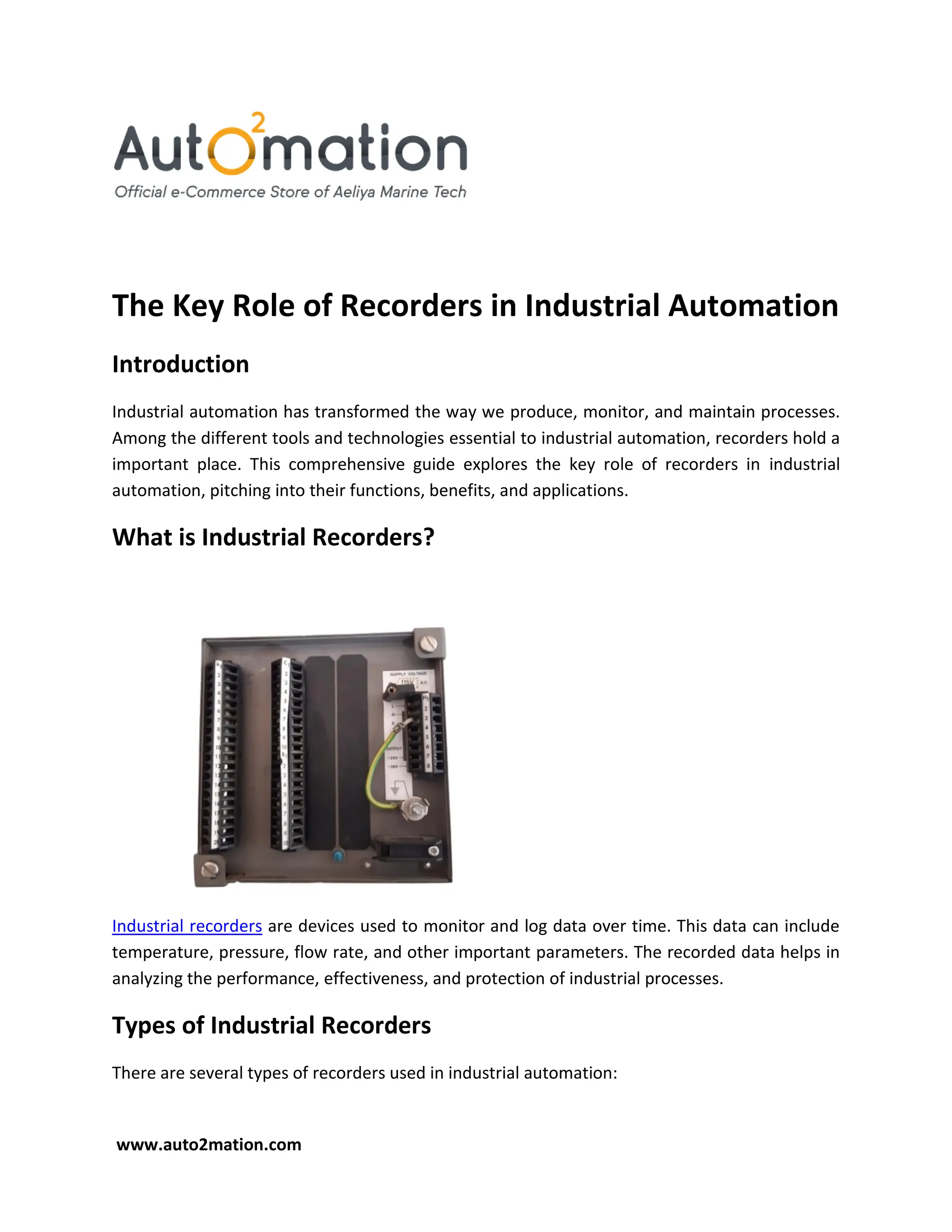 The Key Role of Recorders in Industrial Automation.pdf
