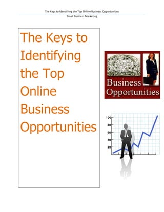 The Keys to Identifying the Top Online Business Opportunities
                     Small Business Marketing




The Keys to
Identifying
the Top
Online
Business
Opportunities
 