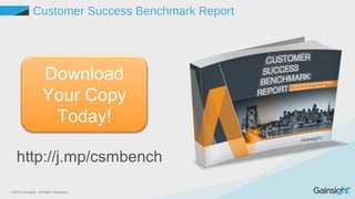 ©2015 Gainsight. All Rights Reserved.
Customer Success Benchmark Report
Download
Your Copy
Today!
http://j.mp/csmbench
 