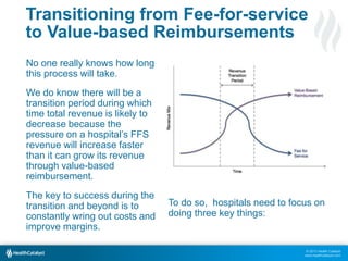 © 2013 Health Catalyst
www.healthcatalyst.com
Transitioning from Fee-for-service
to Value-based Reimbursements
No one real...