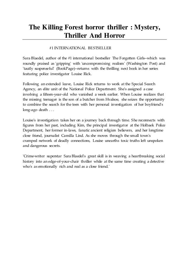 The Killing Forest Horror Thriller Mystery Thriller And Horror