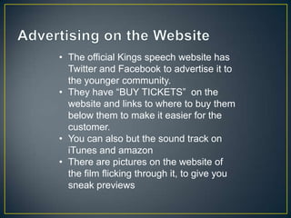On 26 November, filming began at Ely Cathedral - the location used for Westminster Abbey. Even though Lincoln Cathedral is architecturally similar to  the Abbey, the crew preferred Ely, a favoured filming location. The size was a lot more bigger and had more space for setting up extra scenes and preparing for filming.http://www.movie-locations.com/movies/k/Kings_Speech.html
