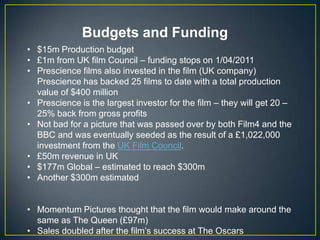 Budgets and Funding$15m Production budget
