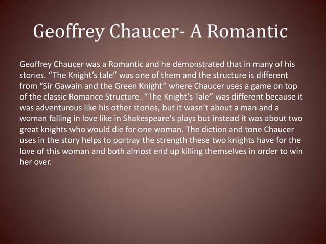 The knight’s Tale, A Romance by Geoffrey Chaucer | PPTX