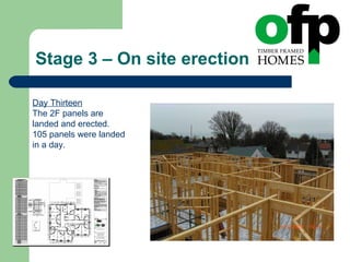 Stage 3 – On site erection Day Thirteen The 2F panels are landed and erected. 105 panels were landed in a day. 