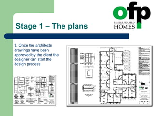 Stage 1 – The plans 3. Once the architects drawings have been approved by the client the designer can start the design process. 