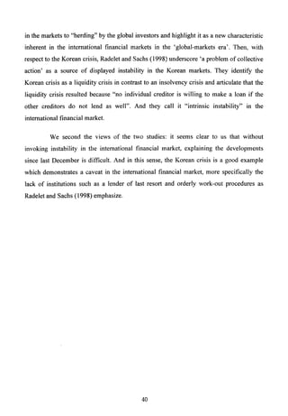 The Korean Crisis (Causes and Resolution)