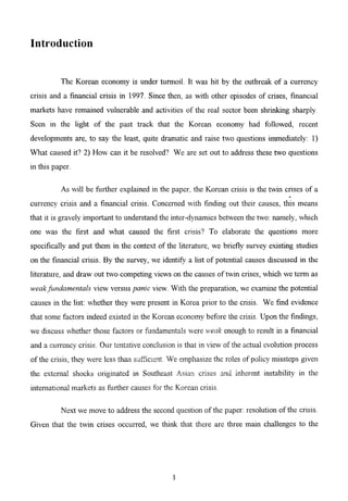The Korean Crisis (Causes and Resolution)