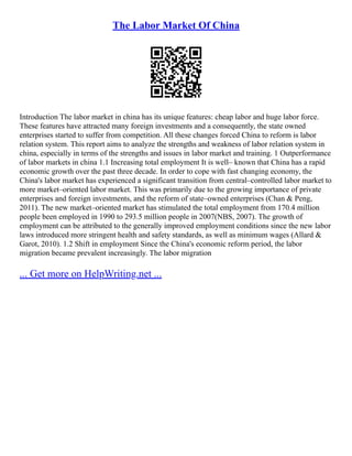 The Labor Market Of China | PDF