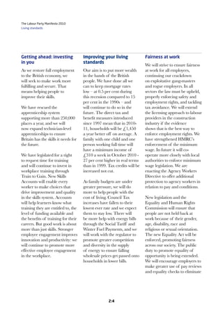 The Labour Party Manifesto 2010 | PDF