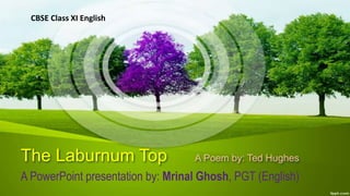 The Laburnum Top A Poem by: Ted Hughes
A PowerPoint presentation by: Mrinal Ghosh, PGT (English)
CBSE Class XI English
 