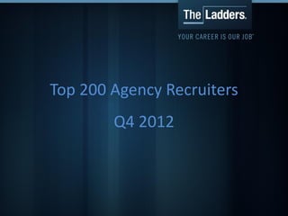 Top 200 Agency Recruiters
        Q4 2012
 