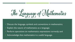 Faita Math The Language of Mathematics. a topic in math in the modern world | PDF