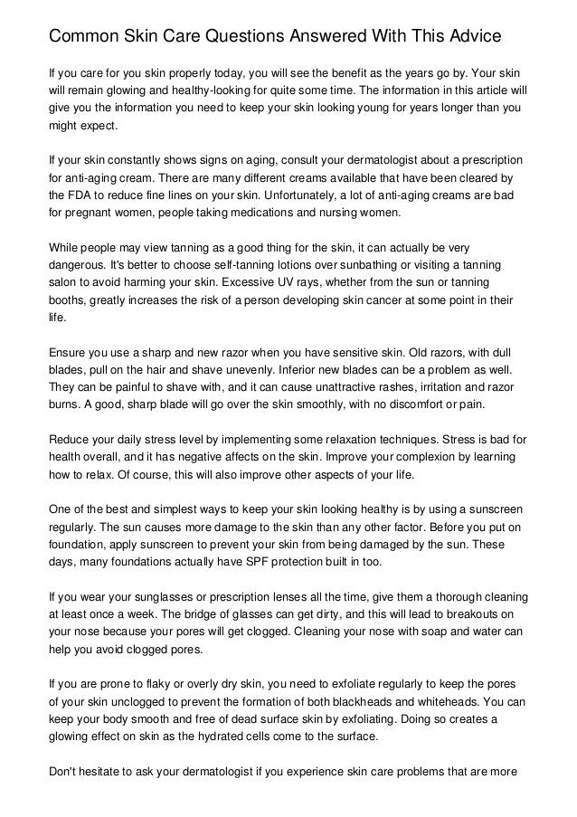 Common Skin Care Questions Answered With This Advice