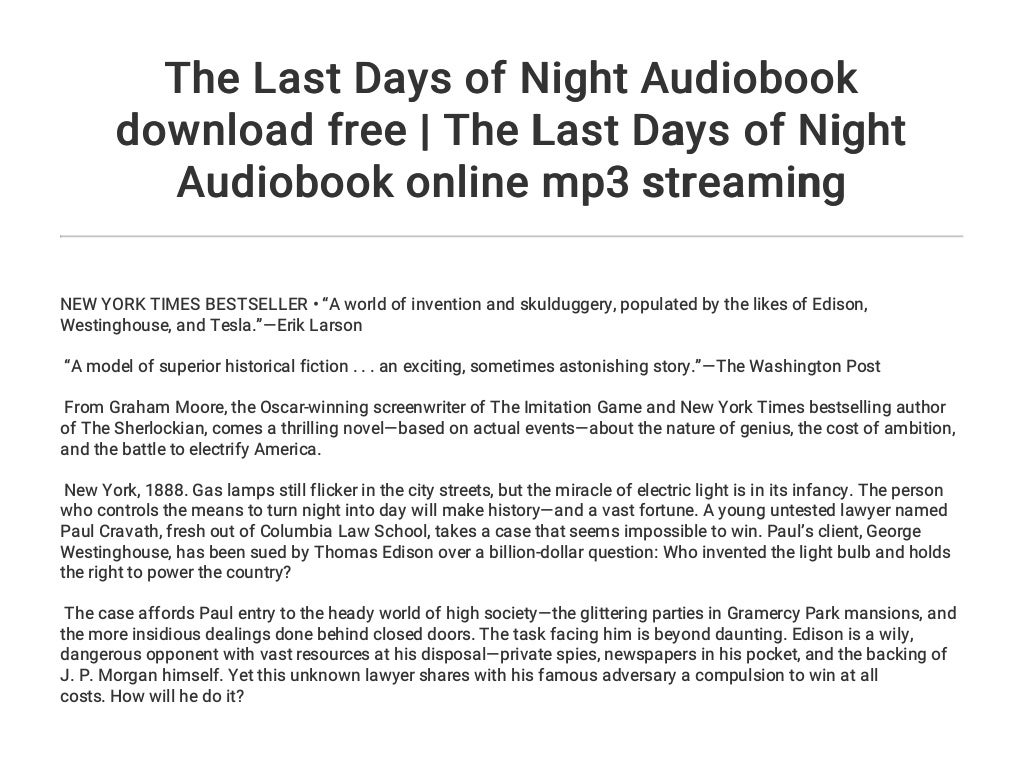 the last days of night book