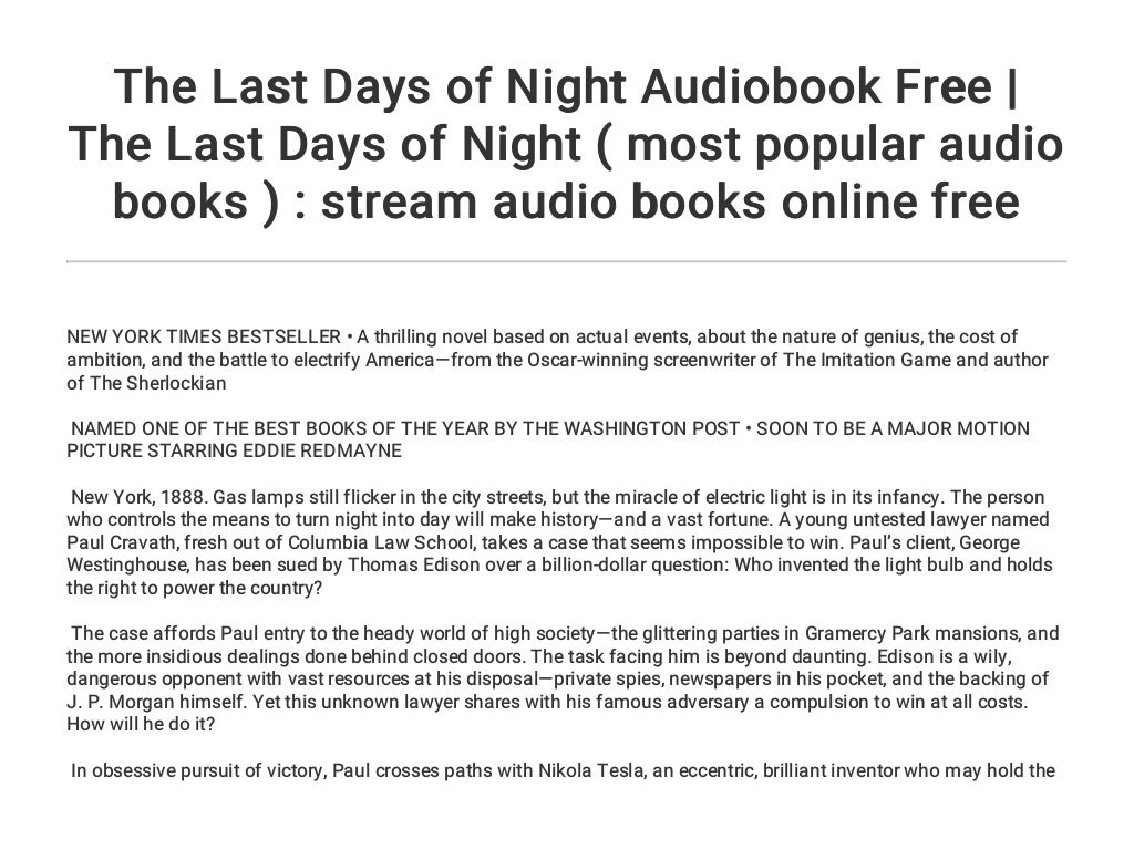 the last days of night book summary
