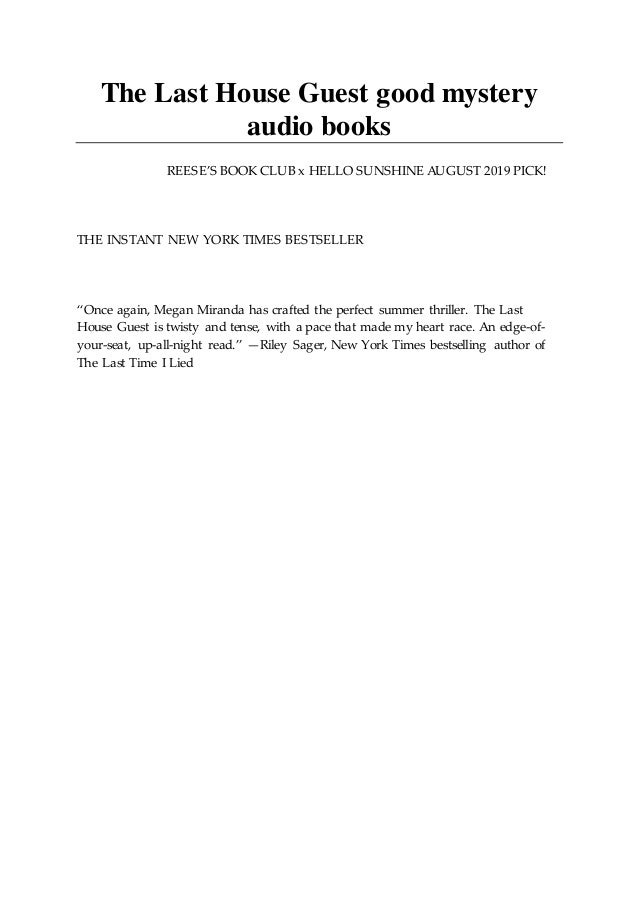 The Last House Guest good mystery audio books