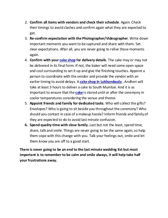 the last minute wedding checklist