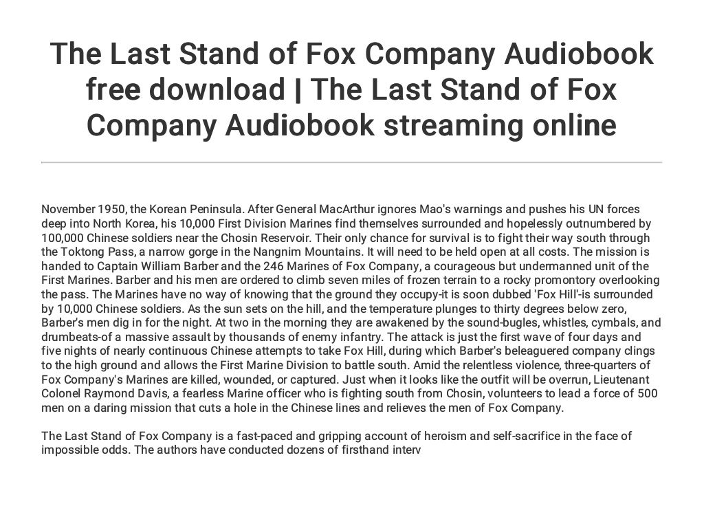 The Last Stand of Fox Company Audiobook free download | The Last Stand - The Last Stand Of Fox Company Free Download
