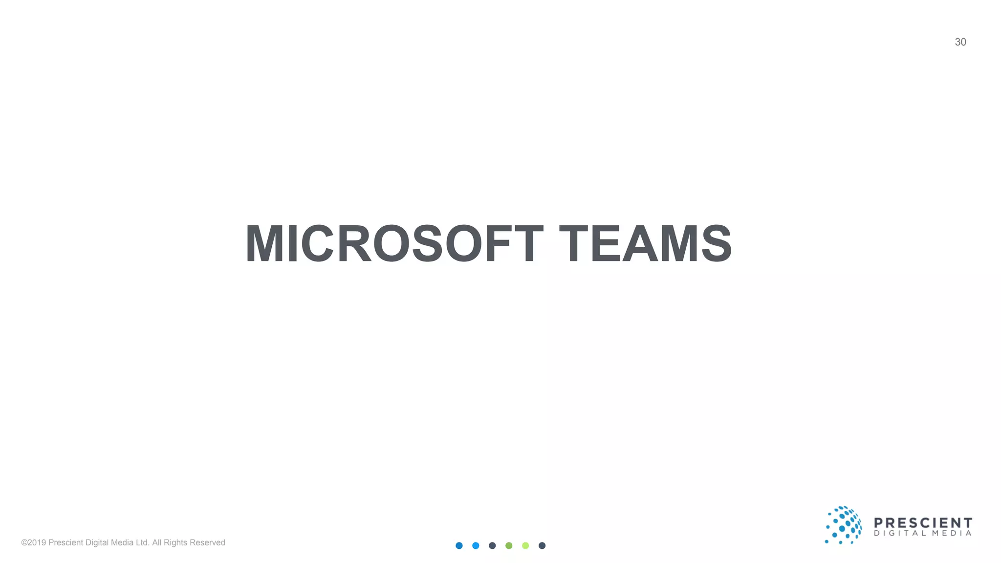 ©2019 Prescient Digital Media Ltd. All Rights Reserved 30
30
MICROSOFT TEAMS
 