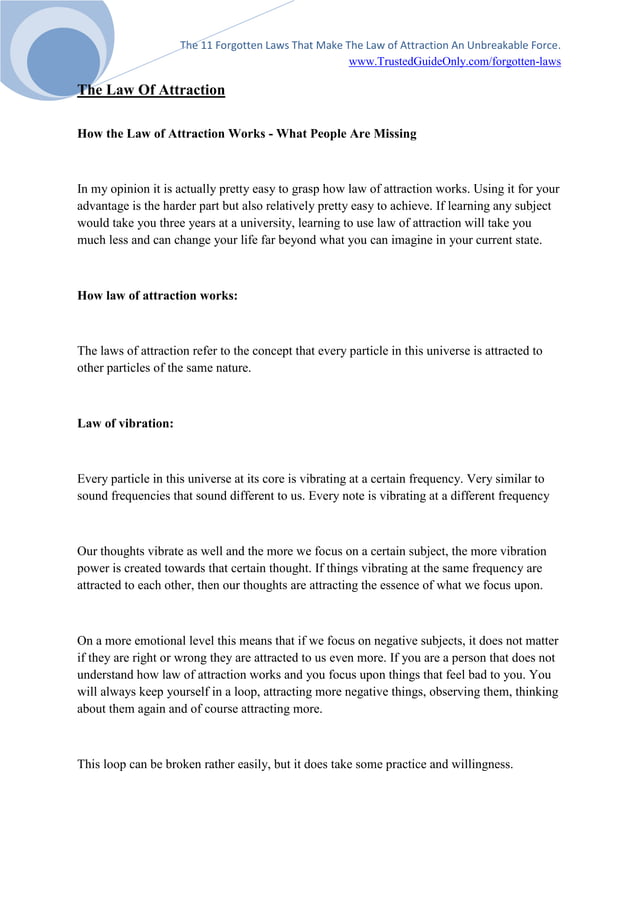 The Law Of Attraction | PDF