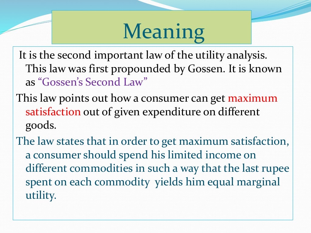 Law of equi-marginal utility is called image