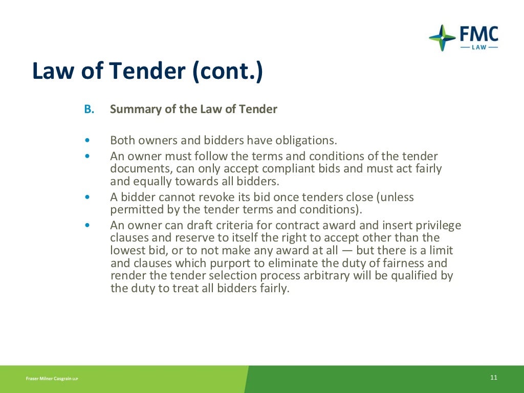 The Law of Tendering