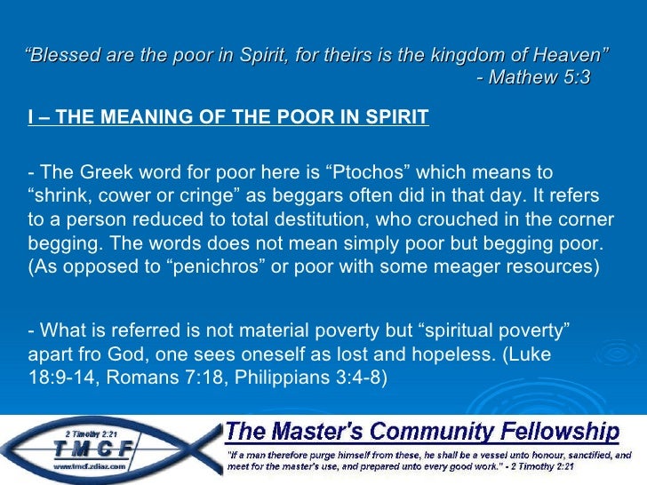 The laws of the kingdom part 2 blessed are the poor in spirit