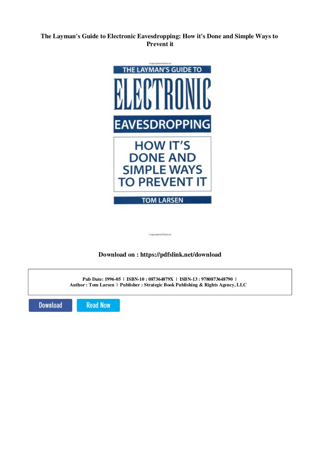 The layman's guide to electronic eavesdropping how it's done and simple ways to prevent it