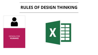 RULES OF DESIGN THINKING
DESIGN FOR
HUMANS
 