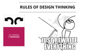 ALL DESIGN
IS REDESIGN
RULES OF DESIGN THINKING
 