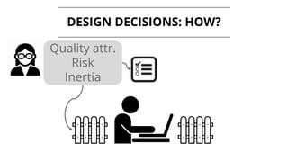 DESIGN DECISIONS: HOW?
Quality attr.
Risk
Inertia
 