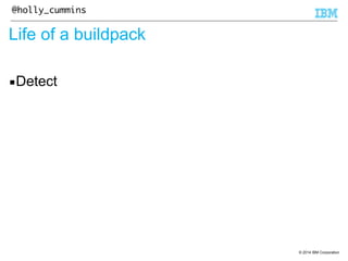 © 2014 IBM Corporation 
@holly_cummins 
Life of a buildpack 
▪Detect 
 